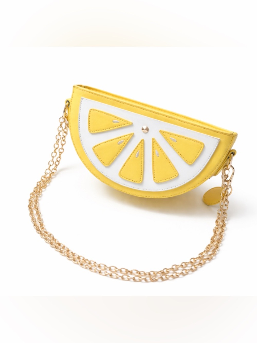 New - Yellow Lemon Slice Crossbody Bag with Gold Chain - Measurement in pics